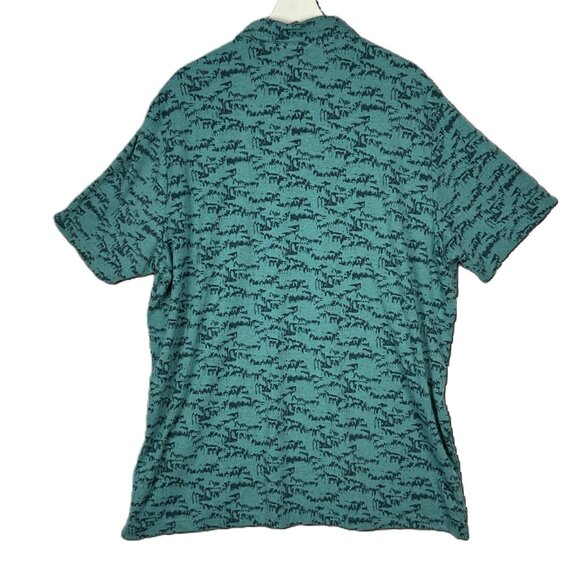 Adidas Polo Golf Shirt Mens 2XL Go-To Printed Green‎ Blue Shirt Preppy II7835 - Picture 4 of 16